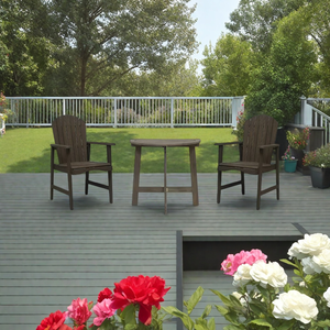 Bền Patio 1 nửa bàn tròn và 2 adirondack ghế 3PC Gỗ keo nửa vòng Patio <span class=keywords><strong>Bistro</strong></span> đặt màu xám để sử dụng ngoài trời - Product Image 1