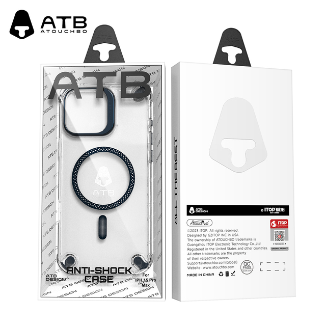 ATB Transparent Shockproof T-type Four Corner Air Cushion PC+TPU Wireless Charging Magnetic Phone Case for 15 14 Pro