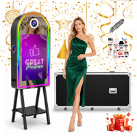 Nouvelle conception – Cabine photo miroir tactile 32 pouces avec imprimante, plateau de remplissage d'encre, éclairage d'appoint et arche selfie – Photobooth miroir magique