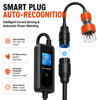 Chargeur EV portable 32A 7kW Type 2 avec reconnaissance intelligente EVSE et prises interchangeables 10A - 32A Adaptateur AU-AZ/CEE/Schuko OEM ODM