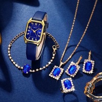 Reloj de pulsera de cuarzo de moda de lujo para mujer, clásico Simple Relogio Feminino, conjuntos de joyería para fiesta de compromiso