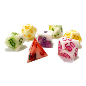 Meyve zar toptan plastik renkli çokyüzlü üzüm/limon zar/kivi zar seti - Product Image 3