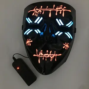 Dasheng Masker Pesta Topeng Bercahaya LED, Topeng Halloween Menakutkan Bersirkulasi 3D Menyenangkan Pesta Menyamar