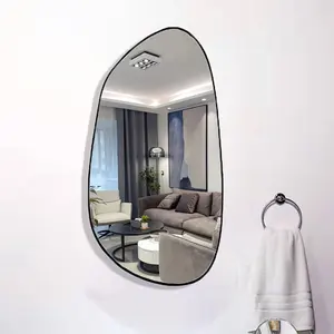 custom large big black gold metal framed full length irregular asymmetry body long dressing hang wall mirror miroir spiegel