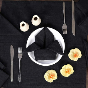 Serviettes en lin 100% classiques et élégantes pour mariages et événements Tissu en coton uni pour le dîner et la cuisine - Product Image 3