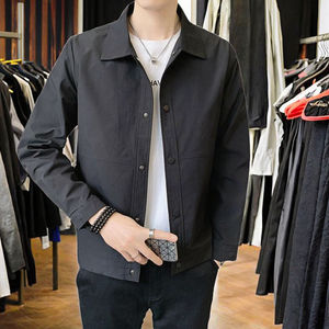 Blouson Homme Printemps-Automne Anti-Plis Col Rabattu Coupe Ample Style Décontracté Élégant pour Jeunes - Product Image 3