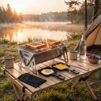 Ensemble de barbecue pliable en acier inoxydable portable avec plaque à fromage antiadhésive pour le camping en plein air, les pique-niques dans la cour, la randonnée