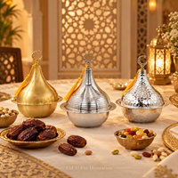 Décoration de maison musulmane pour l'Aïd Ramadan, centre de table, fournitures de fête, boîte en métal en forme de croissant pour dattes, bonbons, noix