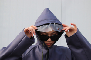 High-quality, reflective, 100% waterproof PVC <b>raincoat</b> for outdoor use, with a <b>hood</b>, and designed as a one-piece adult <b>raincoat</b> - Product Image 4