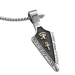 yunnique Horus Eye Ankh Spearhead <b>Titanium</b> Steel Pendant Men's Necklace Stainless Steel Geometric Design Gift Jewelry - Product Image 5