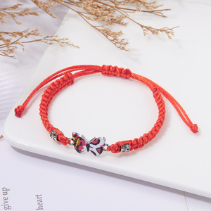 Bracciale fatto a mano con nodo piatto a corda rossa intrecciato braccialetti alla moda di san valentino <span class=keywords><strong>per</strong></span> uomini e donne migliori amici <span class=keywords><strong>gioielli</strong></span> a farfalla - Product Image 5