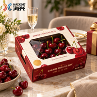 Boîte cadeau rigide écologique personnalisée pour fruits, avec poignée et fenêtre transparente, en carton ondulé, pour cerises et fraises de qualité supérieure