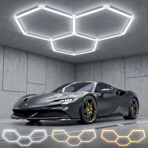 Lampes LED hexagonales en gros pour garage, plafonnier en nid d'abeille, 3 températures de couleur sélectionnables, conception modulaire, OEM pour projets de garage et d'entretien automobile - Product Image 1