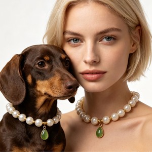 Collar de Lujo para Mascotas con Perlas de Imitación, Elegante Gargantilla con Cuentas y Colgante de Lágrima Rosa, Estilo Francés, para Perros Pequeños - Product Image 5