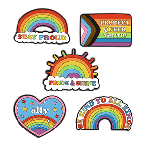 Broches en émail Arc-en-ciel Fierté <span class=keywords><strong>LGBT</strong></span> et Brillance, Motif Allié Fier, Protégez la Jeunesse Queer, Badges de revers, Bijoux, Cadeau pour amis - Product Image 1