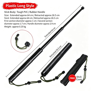 Bastone Telescopico <span class=keywords><strong>Estensibile</strong></span> per Autodifesa con Rompivetro Unisex da Auto Nero SG-PVC-01 - Product Image 4