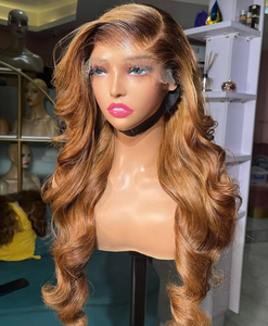 Brunette Auburn Cuivre Ombre Brun Vague de Corps Dentelle Perruque de Cheveux Humains HD 13x6 Dentelle Frontale Perruque Sans Colle Perruque de Cheveux Humains Pré Pincée - Product Image 3
