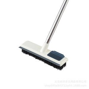 DS3517 Brosse à plancher à poils rigides 2 en 1 Brosse à gratter pour salle de bain Cuisine Carrelage Brosse à récurer pour sol avec long manche - Product Image 4