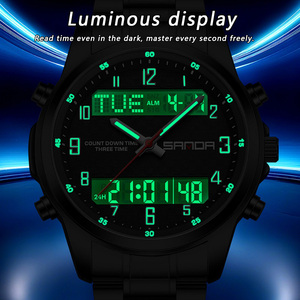 Reloj de Pulsera Sanda 9119, Nuevo Modelo para Hombre, de Lujo Ligero, con Doble Pantalla, Luminoso, Resistente al Agua, con Temporizador de Cuenta Regresiva y Alarma - Product Image 2