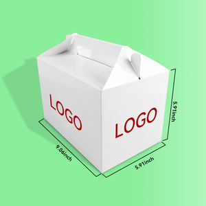 Boîte à nourriture en papier cartonné blanche personnalisée avec poignée Bonbons <span class=keywords><strong>Cadeau</strong></span> Boîte à hamburger pour gâteau de lune pour <span class=keywords><strong>boulanger</strong></span> à biscuits - Product Image 1