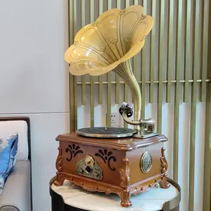 Legno vintage giradischi con altoparlante bluetooth retro hifi giradischi con altoparlanti super bassi altoparlanti 1950s con radio TF FM - Product Image 1
