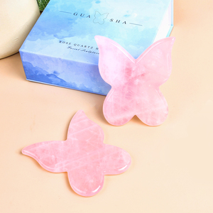 Vendita calda a forma di farfalla naturale quarzo <span class=keywords><strong>rosa</strong></span> Guasha strumento di massaggio Logo personalizzato di cristallo <span class=keywords><strong>rosa</strong></span> <span class=keywords><strong>giada</strong></span> cura della pelle Gua Sha <span class=keywords><strong>pietra</strong></span> - Product Image 2