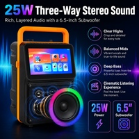 Sistema de Altavoces Karaoke para Cine en Casa con Woofer de 8 Pulgadas, Pantalla de 10.6 Pulgadas, Carrito Portátil, Iluminación LED RGB Android, Uso con Computadora y WiFi