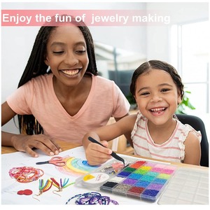 <span class=keywords><strong>Kit</strong></span> de fabrication de bracelets en céramique très prisé : perles, breloques lettres, perles de rocaille, fil élastique pour la création de bijoux, DIY pour enfants - Product Image 4