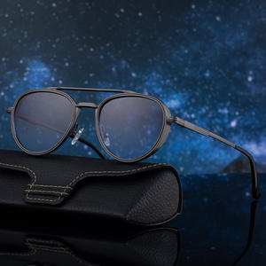 Lunettes de soleil pour hommes, monture ronde, métal, plastique, protection UV400, style Steampunk, KSL-98291, noir - Product Image 3