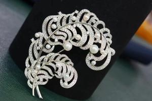 Alta calidad Fashional 5A CZ 925 plata esterlina perla pluma broche Cubic Zirconia joyería para compromiso de boda - Product Image 2