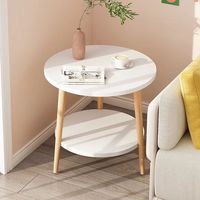 Table basse de maison en bois de Style nordique ronde Table basse Simple Double couche moderne pour la décoration de la maison