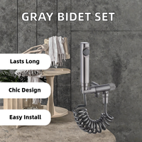 Vente flash : Kit de douche Shattaf gris canon avec tuyau de 1,2 m et robinet mélangeur à eau froide, support pour salle de bain, toilettes, bidet