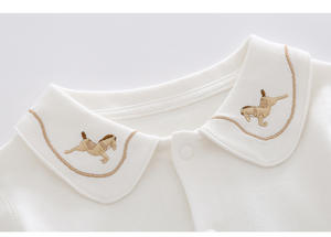 Camiseta de Bebé para Primavera y Otoño con Cuello Camisero, Ropa Interior de <span class=keywords><strong>Manga</strong></span> <span class=keywords><strong>Larga</strong></span> de Algodón, Tops de Algodón Puro para Bebés - Product Image 4