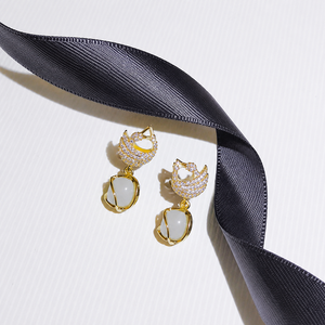 Nuevos Pendientes de Piedra Ojo de Gato Little Swan con Colgante de Alta Calidad y Pendientes de Diamantes a la Moda - Product Image 5