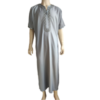 Vêtements musulmans pour hommes en gros, manches courtes, couleur unie, style marocain, Thobe