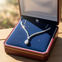 Collier tennis Glam à deux niveaux en moissanite VVS en forme de poire, avec pierres d'accentuation rondes, pour la Saint-Valentin, anniversaire, bijoux empilables pour femmes
