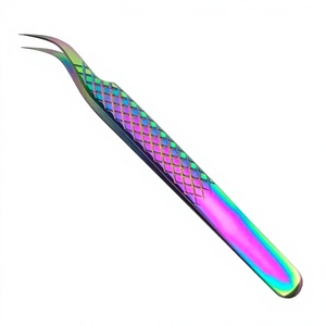 Pince à épiler sourcils courbée DANTRIC IMPLANTS en acier inoxydable, poignée diamant, style moderne, fine, durable, pointe affûtée - Product Image 6