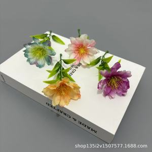 Fleurs artificielles Qiye, guirlande de pivoines à flamme simulée, lotus des neiges, fleurs en soie et plastique style forêt pour décoration de mariage et de maison - Product Image 4