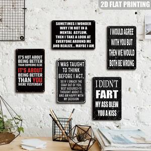 Targa in Metallo con Citazione Motivazionale Divertente: Non È Certo Cioè Essere Migliore di Qualcun Altro, Decorazione da Parete Retrò Nera per Ufficio e Man Cave - Product Image 5