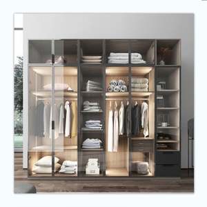 Space Saving Italian European Wardrobe Closet <b>Mirrored</b> Glass Wardrobe Design Sliding Door Wardrobe <b>Cabinet</b> Bedroom Furniture - Product Image 6