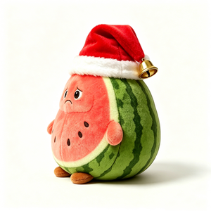 Customize Watermelon stuffed <b>animal</b>, Cute watermelon plushier, Holiday watermelon toy, Santa <b>hat</b> watermelon plush - Product Image 6