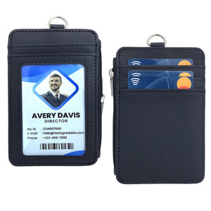 Office Products Employee Vertical PU Leather Business Id Credit <strong>Card</strong> <strong>Holder</strong> <strong>Wallet</strong> With Retractable Pull Badge Reel Lanyard - Product Image 4