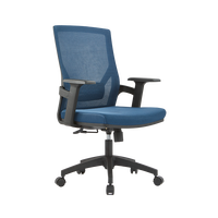 Chaise de bureau ergonomique pivotante à dossier mi-haut en maille pour projets d'appel d'offres en ingénierie, avec accoudoirs réglables et soutien lombaire