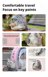 <span class=keywords><strong>Sac</strong></span> à <span class=keywords><strong>dos</strong></span> panoramique transparent pour chat et chien en PC Oxford classique |   Capsule pour animaux de compagnie pliable, respirante, légère, portable, avec fermeture éclair - Product Image 5