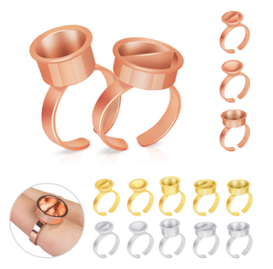 Anello in metallo oro rosa PMU Pigment Rings Holder sopracciglio Microblading Tattoo Ink Cup Ring Lash Extension Glue Holder Ring - Product Image 1