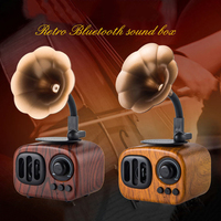 Mini haut-parleur sans fil universel BT avec micro, style rétro classique, USB, AUX, microphones, lecteur de musique portable, cadeau promotionnel de Noël
