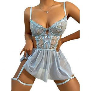 SFY-B070 Ropa de Dormir Sexy Transparente para Mujer, Elegante Vestido de Verano con Falda en Forma de V Invertida - Product Image 5