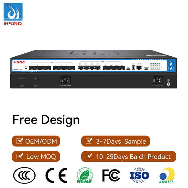 HSGQ-G08R Original New 10G Uplink Mini Gpon Olt GPON EPON 8 Ports AC DC Power Gpon Olt C320