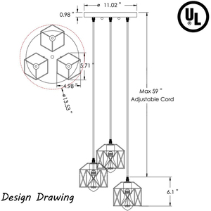 Modern Black Stainless Steel Remote Control Pendant <b>Light</b> E26 <b>LED</b> Adjustable Height Geometric Cage Chandelier <b>for</b> Dining <b>Room</b> - Product Image 3