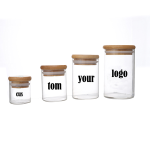 Wholesale Vintage Airtight Smell Proof Top Cover Packaging Food Storage Jar Seal Glass Jar With Bamboo Lid